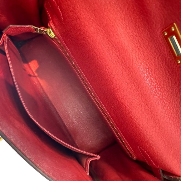 Hermes Chèvre de Coromandel Kelly II 25 Retourne Rouge Vif - Picture 13 of 15